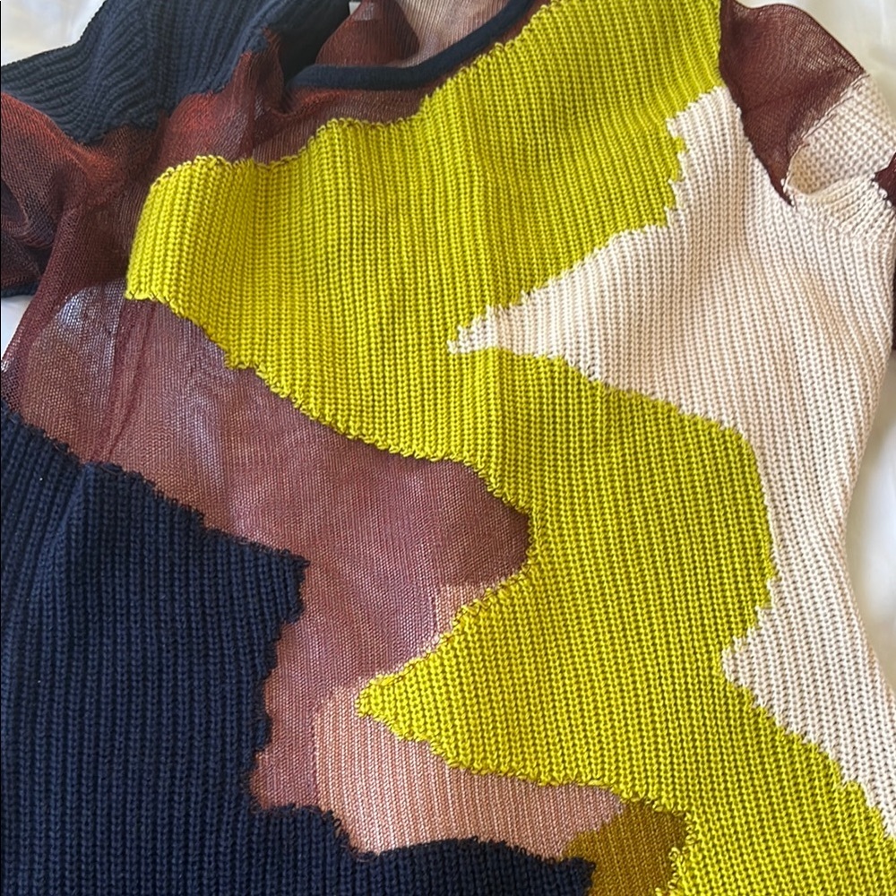 Hanifa Yellow and Blue Long Sleeve Bodycon Dress - Picture 16 of 16